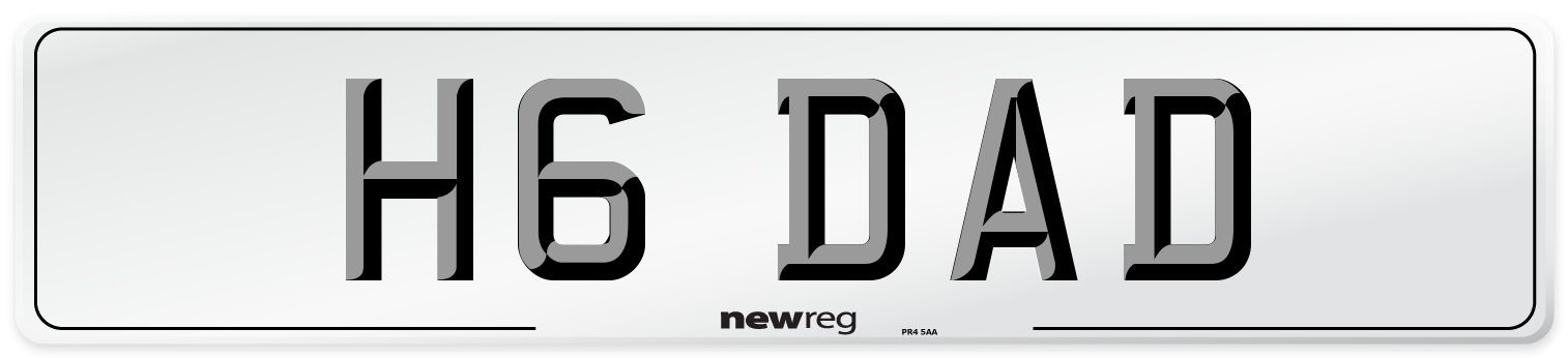 H6 DAD Number Plate from New Reg